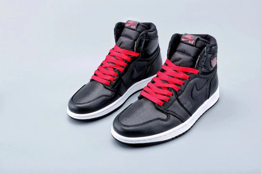 2020 Men Jordan 1 Silk Black Red White Shoes